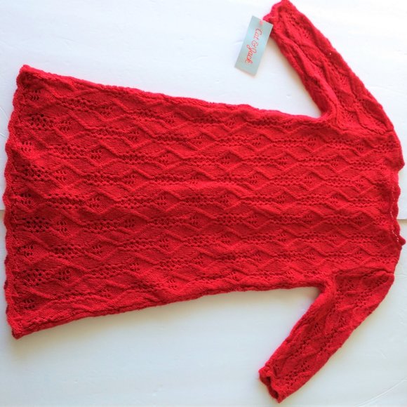 Cat & Jack Girl's Red Crochet Style Sweater Dresses with Sparkles NWT - Picture 7 of 16